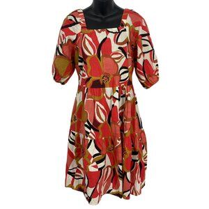Mlle Gabrielle Women Dress Size Small S Shift Floral Square Neck 3/4 Sleeve New